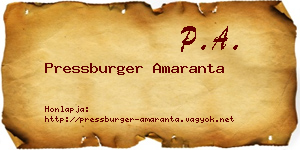 Pressburger Amaranta névjegykártya